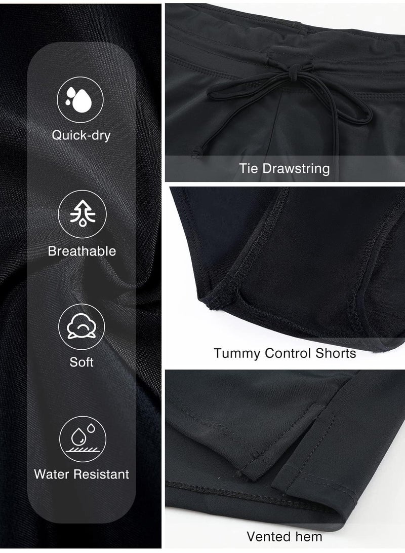 Aleumdr Women's 3" Swim Boardshort Bottom Shorts Swimming Panty Medium Black - Image 5